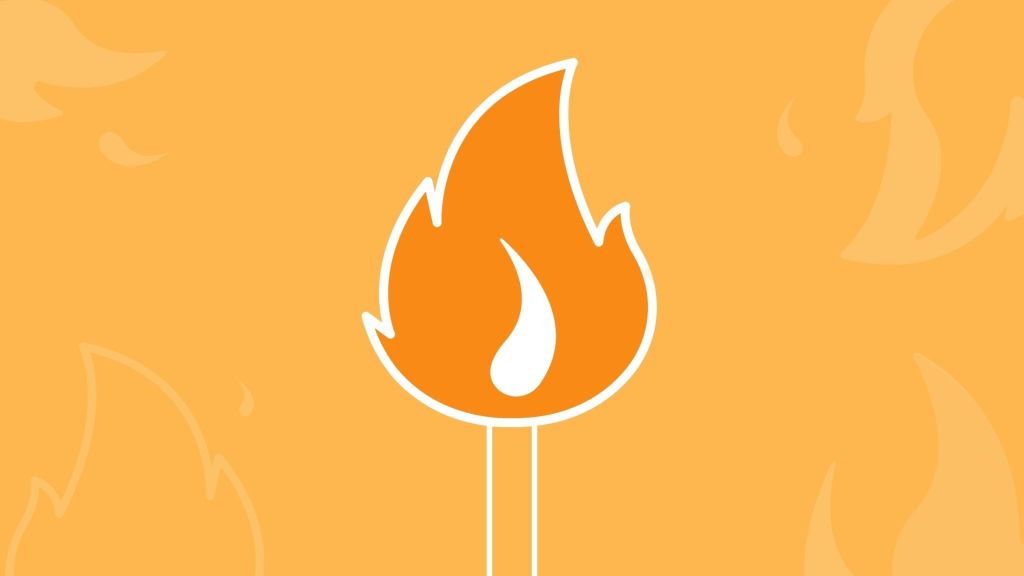 Graphic of match with flame on it